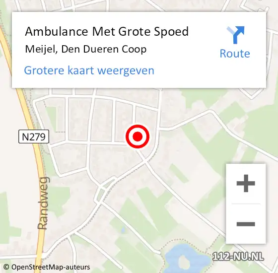 Locatie op kaart van de 112 melding: Ambulance Met Grote Spoed Naar Meijel, Den Dueren Coop op 24 oktober 2014 07:11