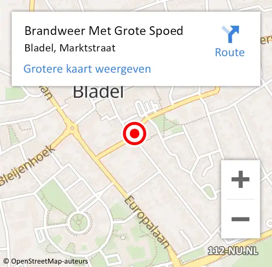 Locatie op kaart van de 112 melding: Brandweer Met Grote Spoed Naar Bladel, Marktstraat op 20 oktober 2024 12:56