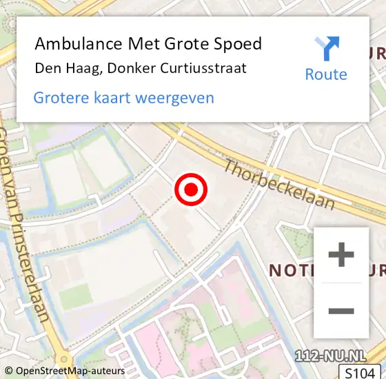 Locatie op kaart van de 112 melding: Ambulance Met Grote Spoed Naar Den Haag, Donker Curtiusstraat op 20 oktober 2024 13:06