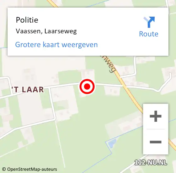 Locatie op kaart van de 112 melding: Politie Vaassen, Laarseweg op 20 oktober 2024 13:20