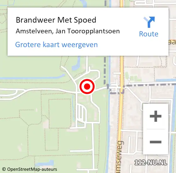 Locatie op kaart van de 112 melding: Brandweer Met Spoed Naar Amstelveen, Jan Tooropplantsoen op 20 oktober 2024 13:33