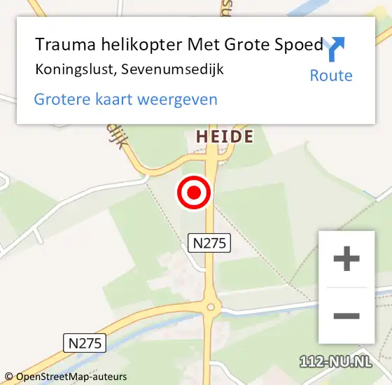 Locatie op kaart van de 112 melding: Trauma helikopter Met Grote Spoed Naar Koningslust, Sevenumsedijk op 20 oktober 2024 13:34