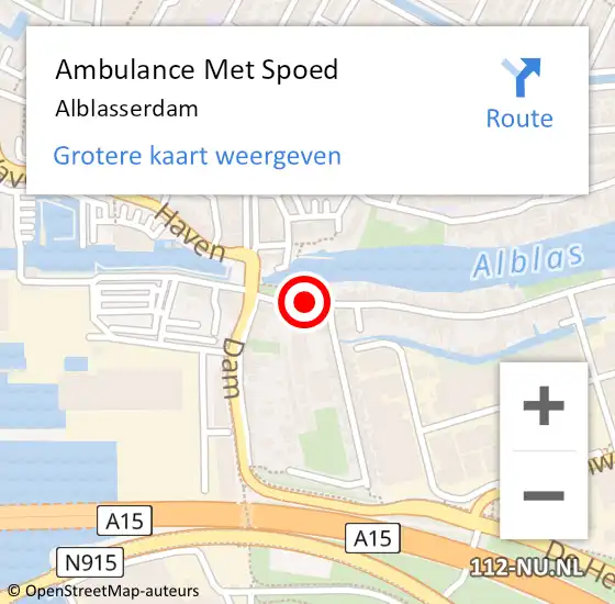 Locatie op kaart van de 112 melding: Ambulance Met Spoed Naar Alblasserdam op 20 oktober 2024 13:34