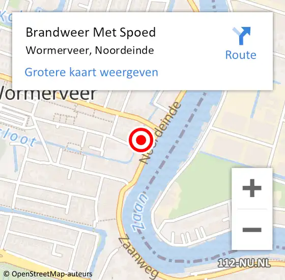 Locatie op kaart van de 112 melding: Brandweer Met Spoed Naar Wormerveer, Noordeinde op 20 oktober 2024 13:40