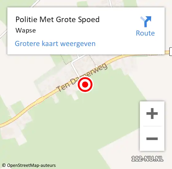 Locatie op kaart van de 112 melding: Politie Met Grote Spoed Naar Wapse op 20 oktober 2024 13:45