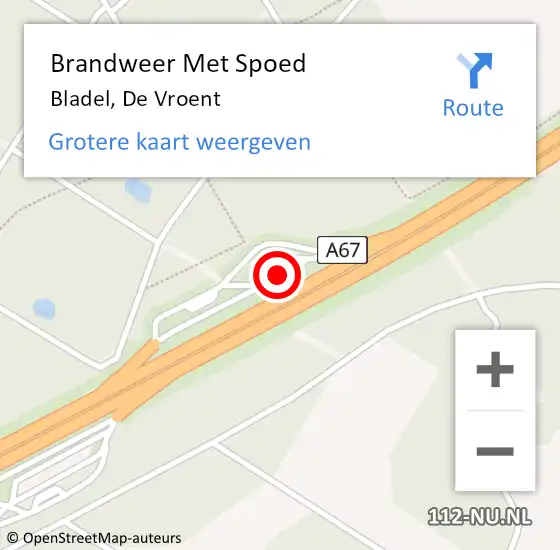 Locatie op kaart van de 112 melding: Brandweer Met Spoed Naar Bladel, De Vroent op 20 oktober 2024 14:01