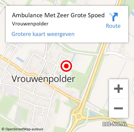 Locatie op kaart van de 112 melding: Ambulance Met Zeer Grote Spoed Naar Vrouwenpolder op 20 oktober 2024 14:26