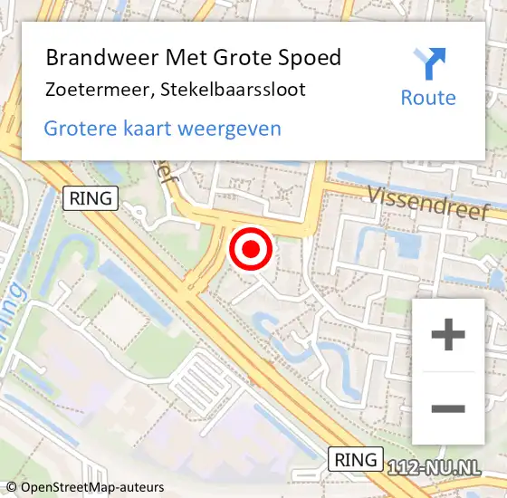 Locatie op kaart van de 112 melding: Brandweer Met Grote Spoed Naar Zoetermeer, Stekelbaarssloot op 20 oktober 2024 14:49