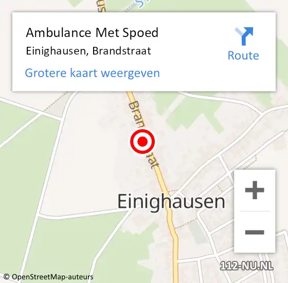 Locatie op kaart van de 112 melding: Ambulance Met Spoed Naar Einighausen, Brandstraat op 24 oktober 2014 07:39