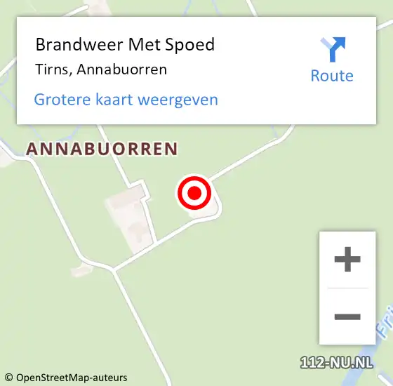 Locatie op kaart van de 112 melding: Brandweer Met Spoed Naar Tirns, Annabuorren op 20 oktober 2024 15:13