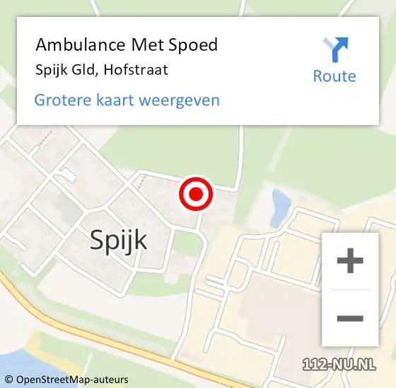 Locatie op kaart van de 112 melding: Ambulance Met Spoed Naar Spijk Gld, Hofstraat op 24 oktober 2014 07:41