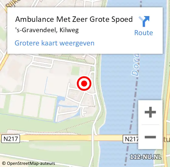 Locatie op kaart van de 112 melding: Ambulance Met Zeer Grote Spoed Naar 's-Gravendeel, Kilweg op 20 oktober 2024 15:25