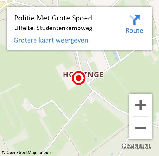 Locatie op kaart van de 112 melding: Politie Met Grote Spoed Naar Uffelte, Studentenkampweg op 20 oktober 2024 15:26