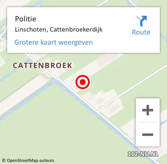 Locatie op kaart van de 112 melding: Politie Linschoten, Cattenbroekerdijk op 20 oktober 2024 15:55