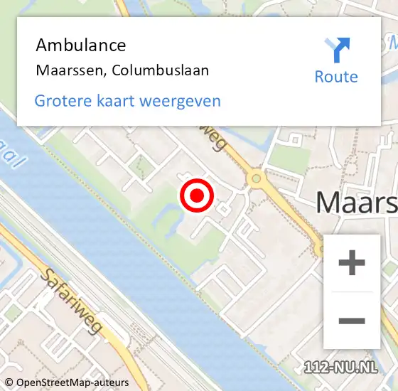 Locatie op kaart van de 112 melding: Ambulance Maarssen, Columbuslaan op 18 oktober 2013 15:16