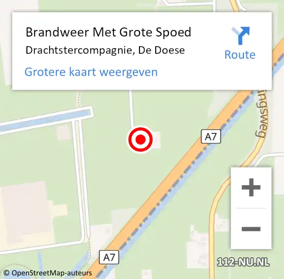 Locatie op kaart van de 112 melding: Brandweer Met Grote Spoed Naar Drachtstercompagnie, De Doese op 20 oktober 2024 16:26