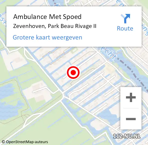 Locatie op kaart van de 112 melding: Ambulance Met Spoed Naar Zevenhoven, Park Beau Rivage II op 20 oktober 2024 16:38