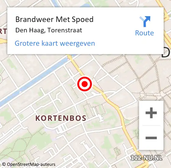 Locatie op kaart van de 112 melding: Brandweer Met Spoed Naar Den Haag, Torenstraat op 20 oktober 2024 16:46