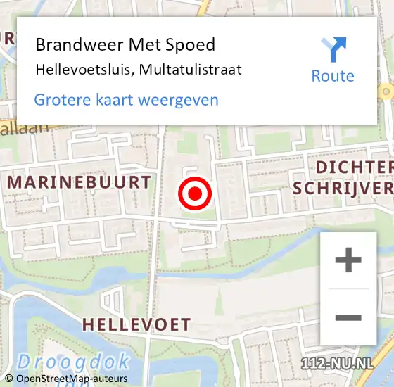 Locatie op kaart van de 112 melding: Brandweer Met Spoed Naar Hellevoetsluis, Multatulistraat op 20 oktober 2024 17:11