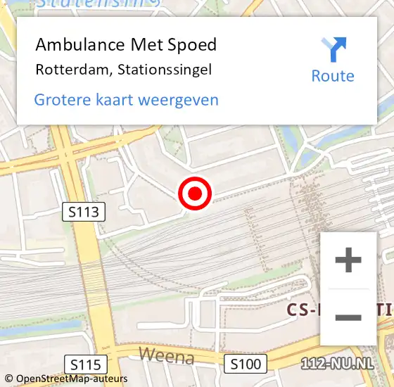 Locatie op kaart van de 112 melding: Ambulance Met Spoed Naar Rotterdam, Stationssingel op 20 oktober 2024 17:46