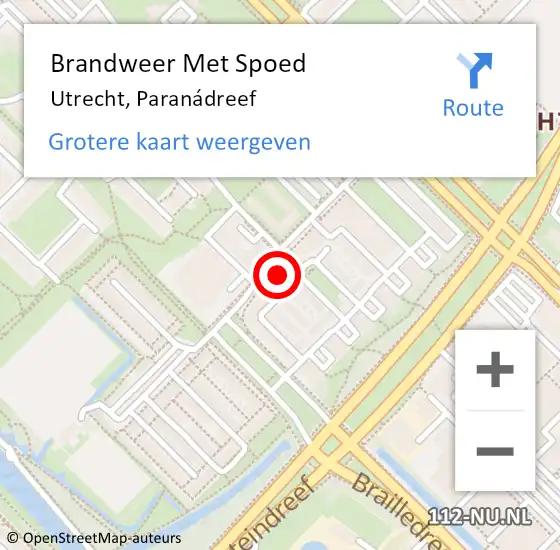 Locatie op kaart van de 112 melding: Brandweer Met Spoed Naar Utrecht, Paranádreef op 20 oktober 2024 17:51