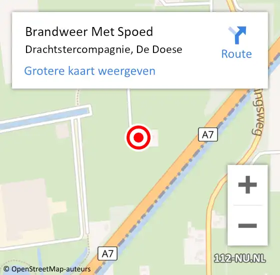 Locatie op kaart van de 112 melding: Brandweer Met Spoed Naar Drachtstercompagnie, De Doese op 20 oktober 2024 18:11