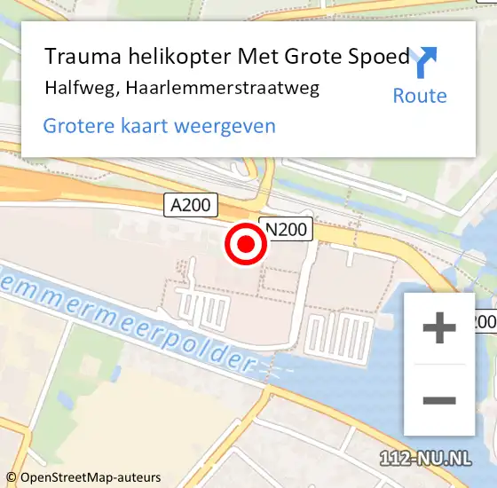 Locatie op kaart van de 112 melding: Trauma helikopter Met Grote Spoed Naar Halfweg, Haarlemmerstraatweg op 20 oktober 2024 18:20