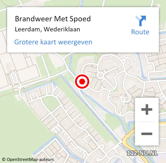 Locatie op kaart van de 112 melding: Brandweer Met Spoed Naar Leerdam, Wederiklaan op 20 oktober 2024 18:20