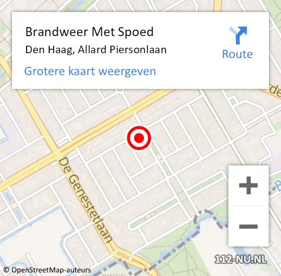 Locatie op kaart van de 112 melding: Brandweer Met Spoed Naar Den Haag, Allard Piersonlaan op 20 oktober 2024 18:24