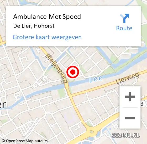 Locatie op kaart van de 112 melding: Ambulance Met Spoed Naar De Lier, Hohorst op 20 oktober 2024 18:31