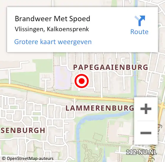 Locatie op kaart van de 112 melding: Brandweer Met Spoed Naar Vlissingen, Kalkoensprenk op 20 oktober 2024 18:33