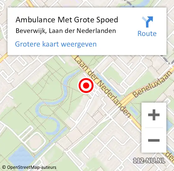 Locatie op kaart van de 112 melding: Ambulance Met Grote Spoed Naar Beverwijk, Laan der Nederlanden op 20 oktober 2024 19:17