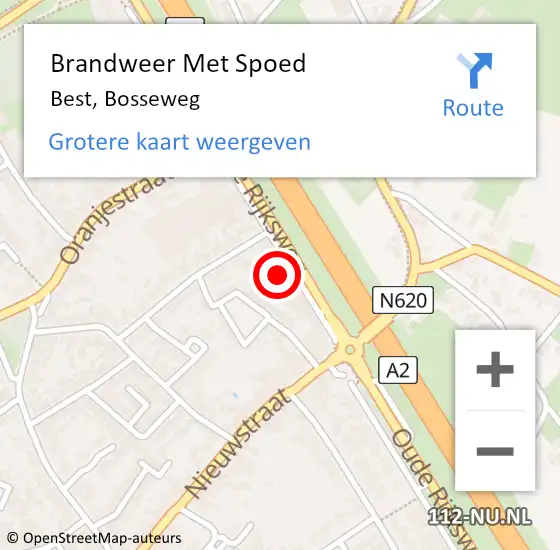 Locatie op kaart van de 112 melding: Brandweer Met Spoed Naar Best, Bosseweg op 20 oktober 2024 19:23