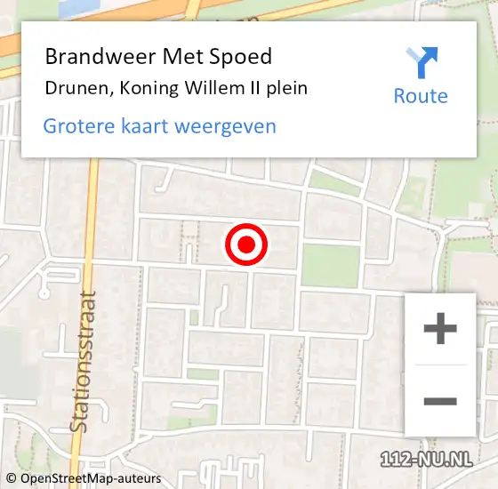 Locatie op kaart van de 112 melding: Brandweer Met Spoed Naar Drunen, Koning Willem II plein op 20 oktober 2024 19:26