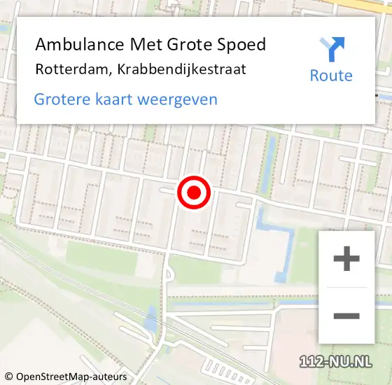 Locatie op kaart van de 112 melding: Ambulance Met Grote Spoed Naar Rotterdam, Krabbendijkestraat op 20 oktober 2024 19:26