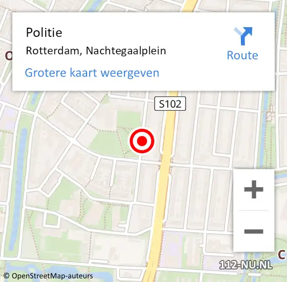 Locatie op kaart van de 112 melding: Politie Rotterdam, Nachtegaalplein op 20 oktober 2024 19:31