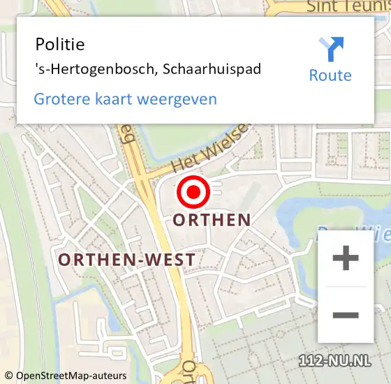 Locatie op kaart van de 112 melding: Politie 's-Hertogenbosch, Schaarhuispad op 20 oktober 2024 20:11