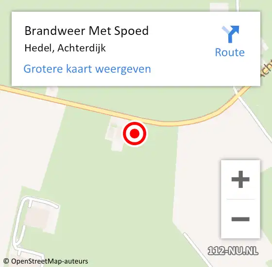 Locatie op kaart van de 112 melding: Brandweer Met Spoed Naar Hedel, Achterdijk op 20 oktober 2024 20:41