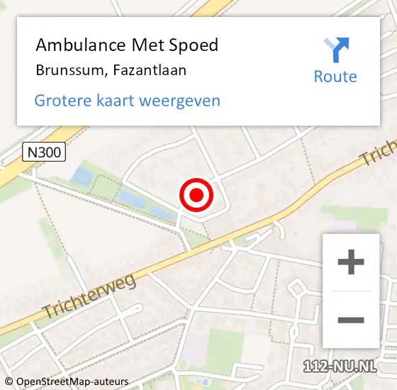 Locatie op kaart van de 112 melding: Ambulance Met Spoed Naar Brunssum, Fazantlaan op 24 oktober 2014 08:30