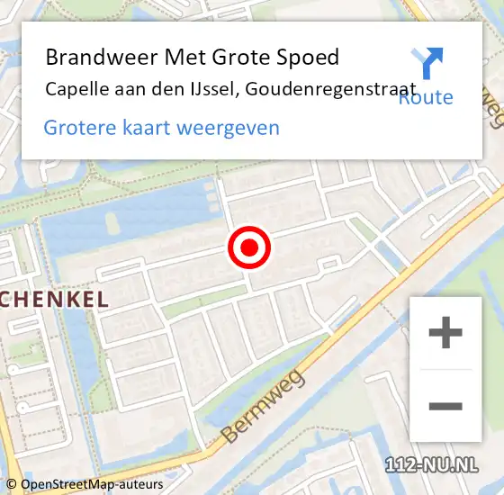 Locatie op kaart van de 112 melding: Brandweer Met Grote Spoed Naar Capelle aan den IJssel, Goudenregenstraat op 20 oktober 2024 21:10