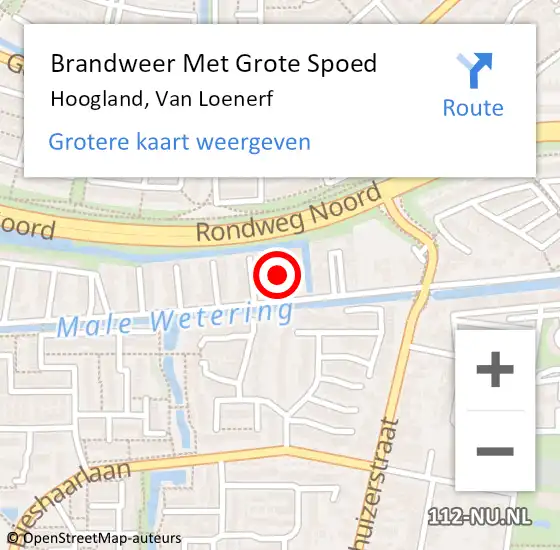 Locatie op kaart van de 112 melding: Brandweer Met Grote Spoed Naar Hoogland, Van Loenerf op 20 oktober 2024 21:32