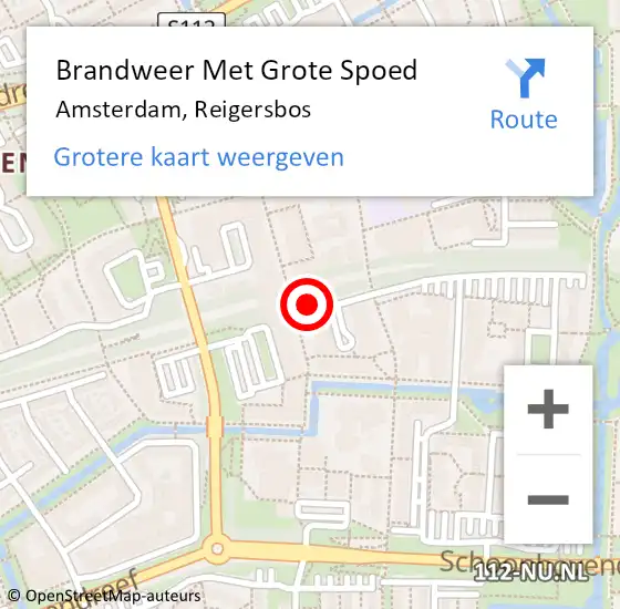 Locatie op kaart van de 112 melding: Brandweer Met Grote Spoed Naar Amsterdam, Reigersbos op 20 oktober 2024 21:58