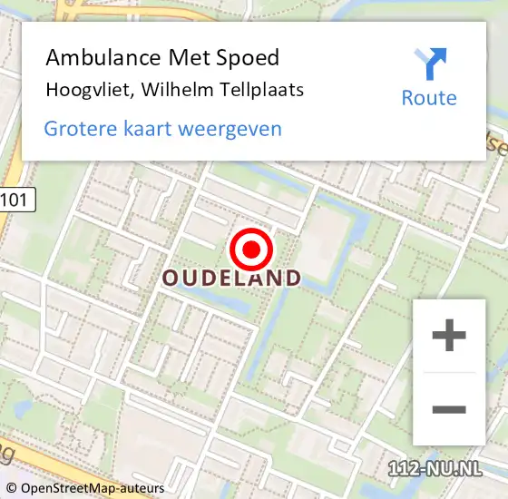 Locatie op kaart van de 112 melding: Ambulance Met Spoed Naar Hoogvliet, Wilhelm Tellplaats op 20 oktober 2024 22:14