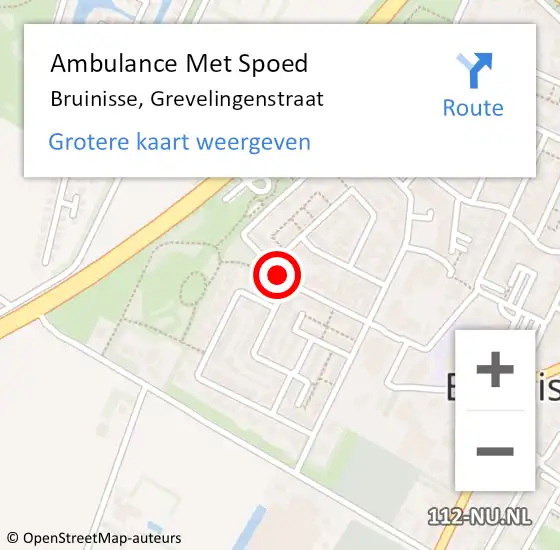 Locatie op kaart van de 112 melding: Ambulance Met Spoed Naar Bruinisse, Grevelingenstraat op 24 oktober 2014 08:40