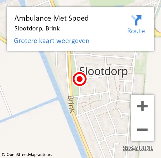 Locatie op kaart van de 112 melding: Ambulance Met Spoed Naar Slootdorp, Brink op 20 oktober 2024 23:31