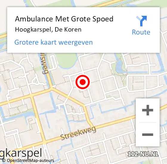 Locatie op kaart van de 112 melding: Ambulance Met Grote Spoed Naar Hoogkarspel, De Koren op 20 oktober 2024 23:44