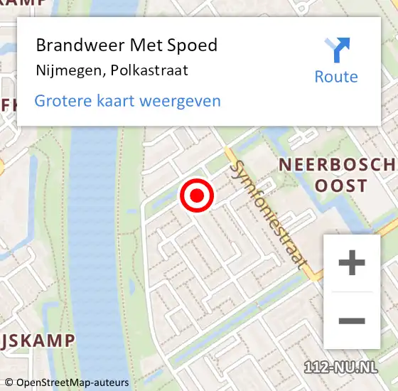 Locatie op kaart van de 112 melding: Brandweer Met Spoed Naar Nijmegen, Polkastraat op 21 oktober 2024 00:15