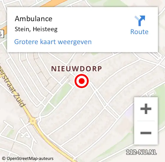 Locatie op kaart van de 112 melding: Ambulance Stein, Heisteeg op 24 oktober 2014 08:47