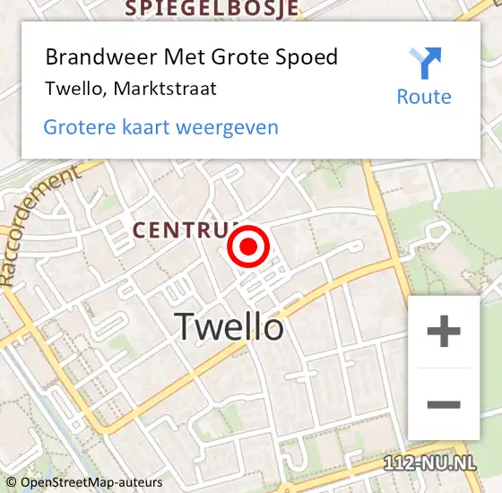 Locatie op kaart van de 112 melding: Brandweer Met Grote Spoed Naar Twello, Marktstraat op 21 oktober 2024 02:21