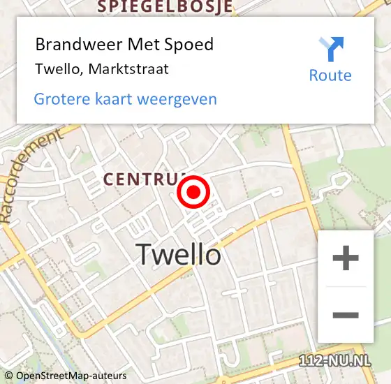 Locatie op kaart van de 112 melding: Brandweer Met Spoed Naar Twello, Marktstraat op 21 oktober 2024 02:56